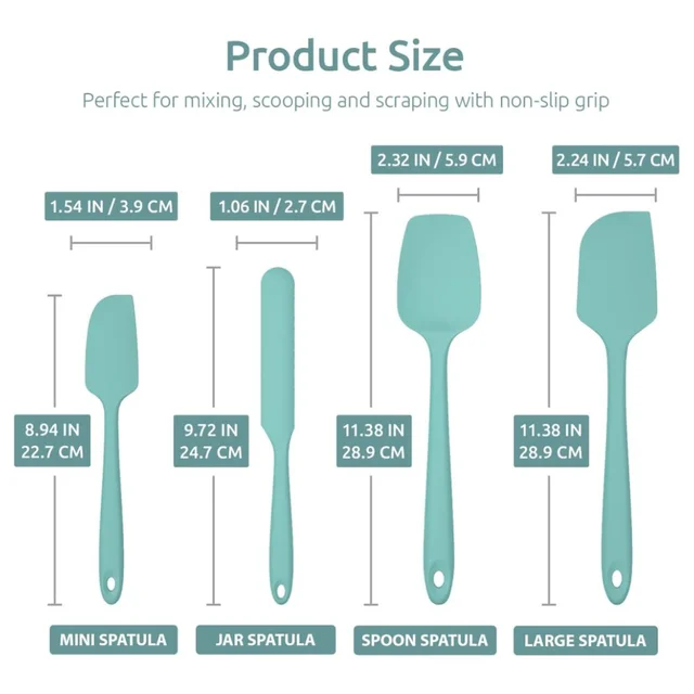 Kitchen Silicone Spatula Set, 600ºF High Heat Flex Silicone Scraper with Nonslip Handle for Cooking Mixing Baking Serving Stirri 6