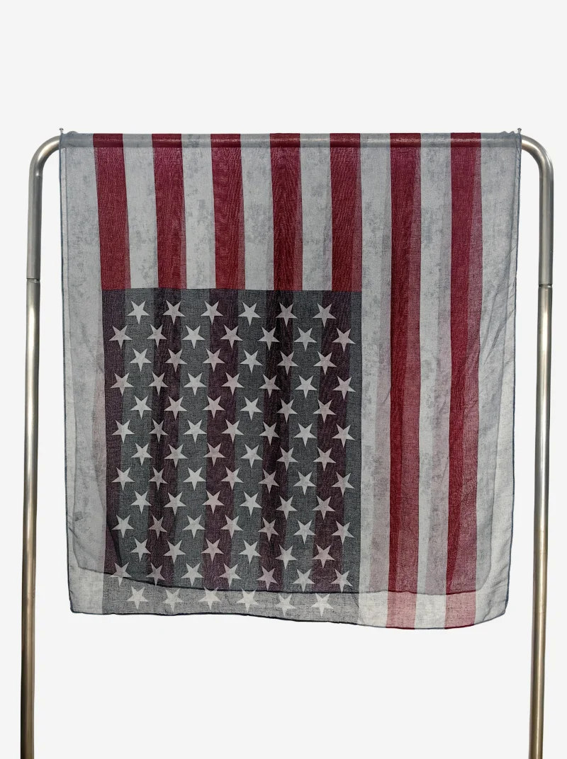 Fashion American Flag Oblong Scarfs Patriotic Stars Print Shawl Voile Soft Wrap Geometric Stripes Scarf 6