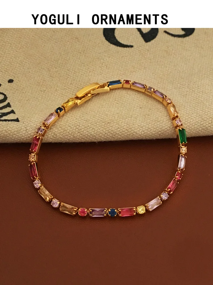 

Dazzle Colour Contrast Color Zircon Bracelets Are Funky Design Bracelet Ins Wind Restoring Ancient Ways Is Acted The Role