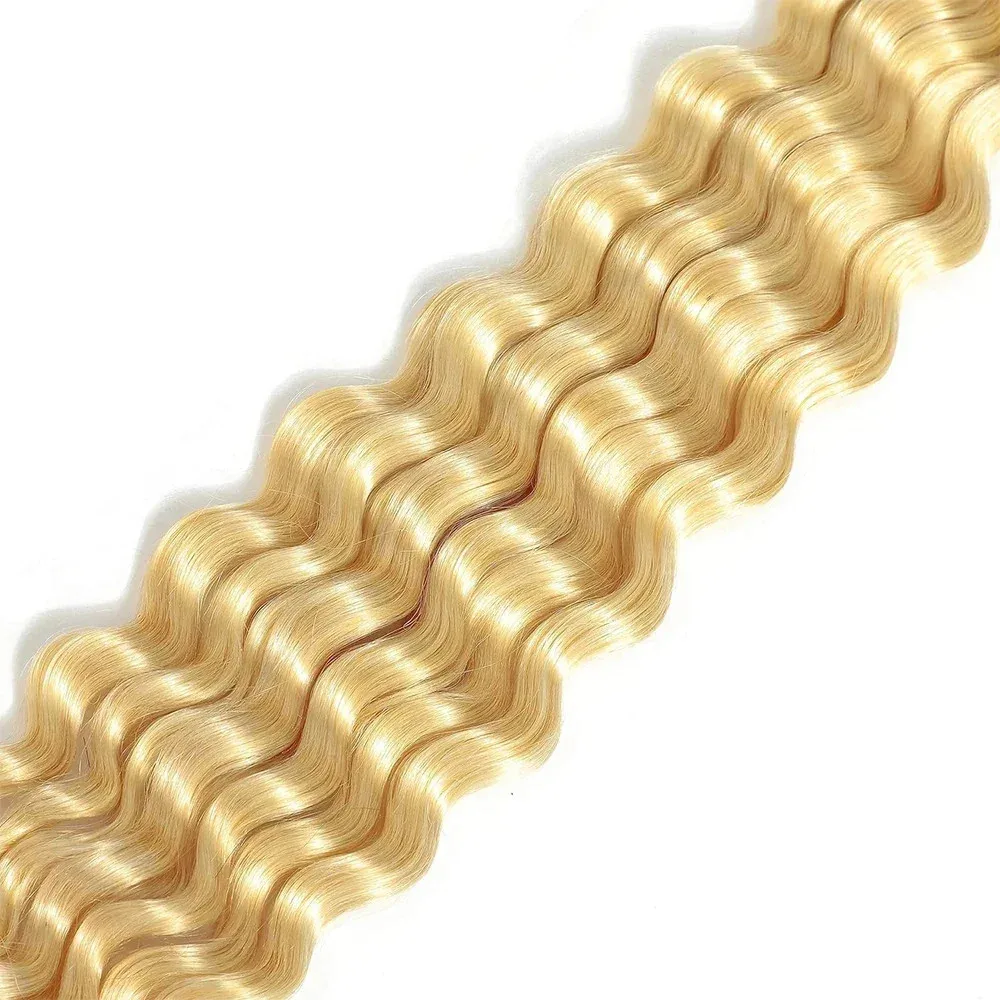 613 Blonde Deep Wave Bulk Braiding Hair 16-26 Inch 50G/Pack for Woman Human Hair Extensions