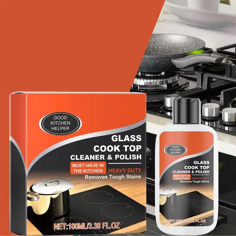 Cook Top Cleaning Kits Non-Scratch Cooktop Cleaner Heavy Duty Glass Cleaning Kit Non-Abrasive Ceramic Kitchen Degreaser Stove