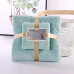 Luxurious Coral Velvet Bath Towels - Super Soft & Quick-Drying (2-Piece Set) - 70x140cm 35X75CM (Green)