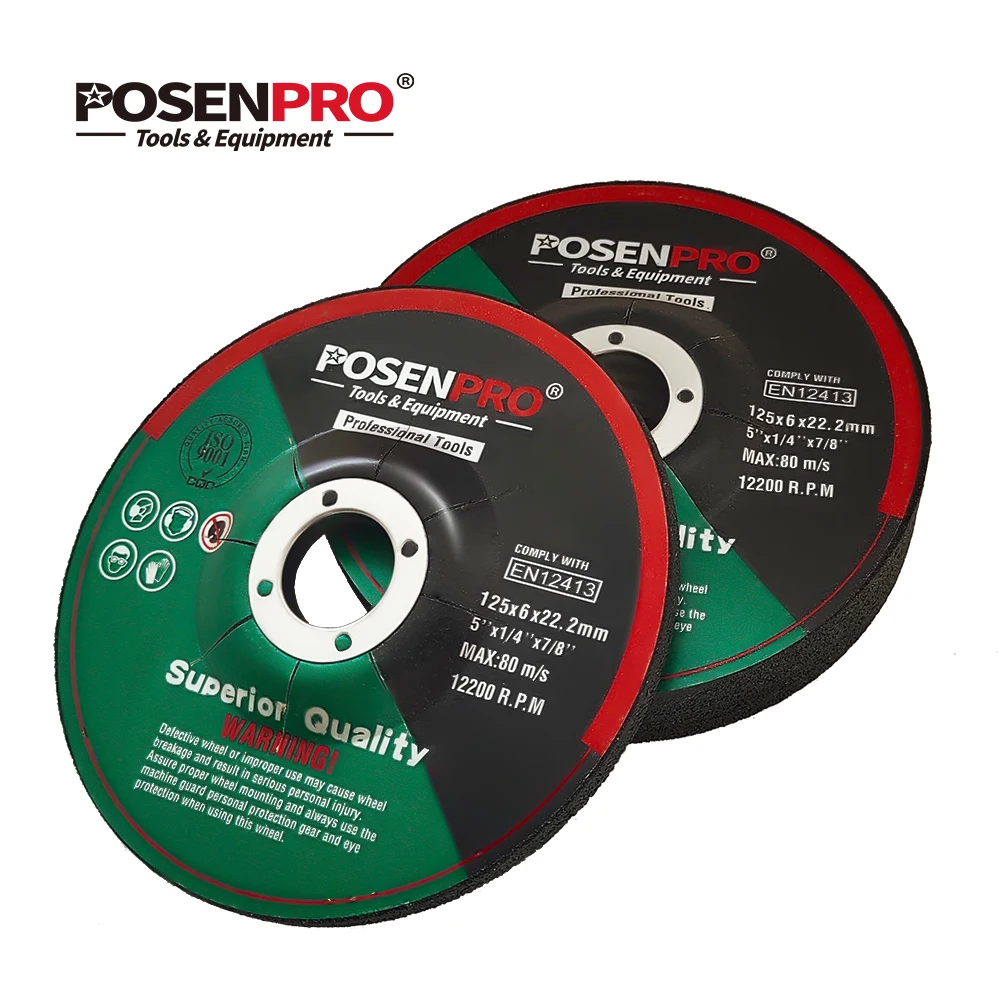 POSENPRO angle grinder grinding wheel 5 pieces, 100mm 125mm, 4 inch 5 inch, sanding disc, stainless steel metal, fiber reinforced resin