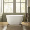 48 Inch Acrylic Freestanding Bathtub Contemporary Soaking Tub White Acrylic Brushed Nickel Drain Overflow Anti Slip Design 4