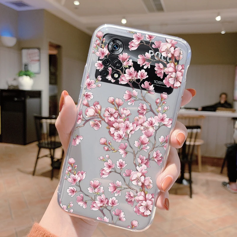 Elegant Floral Butterfly Soft Silicone Transparent Phone Case