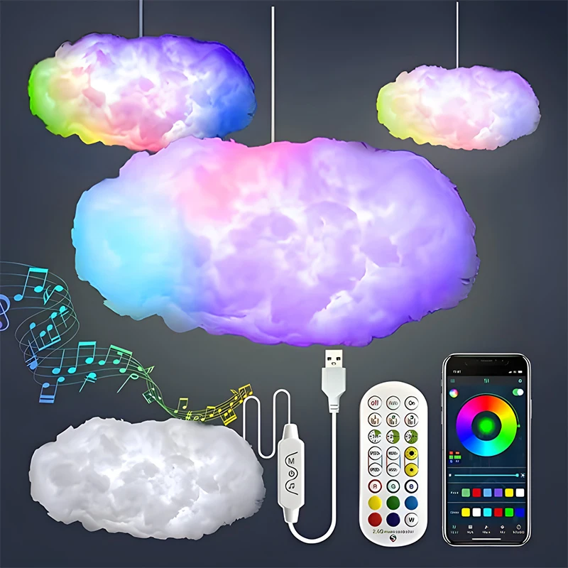3D Thundercloud LED-verlichtingsset, plafondwolklamp voor gamekamer