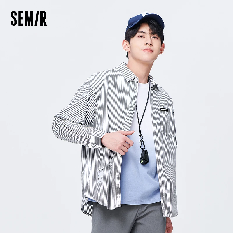 

Semir Men Shirt Long-sleeved Shirt Autumn New Exquisite Commuter Striped Fashionable Loose Comfortable Cotton Jacket for Men