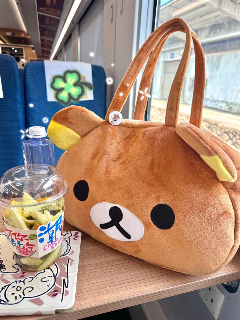 Rilakkuma Plüsch-Cartoon-Umhängetasche, Cartoon-Anime, lässige Tragetasche, Bär, Handtasche, weich, große Kapazität, Gepäcktasche, Geschenke, Mädchen – Detail 8