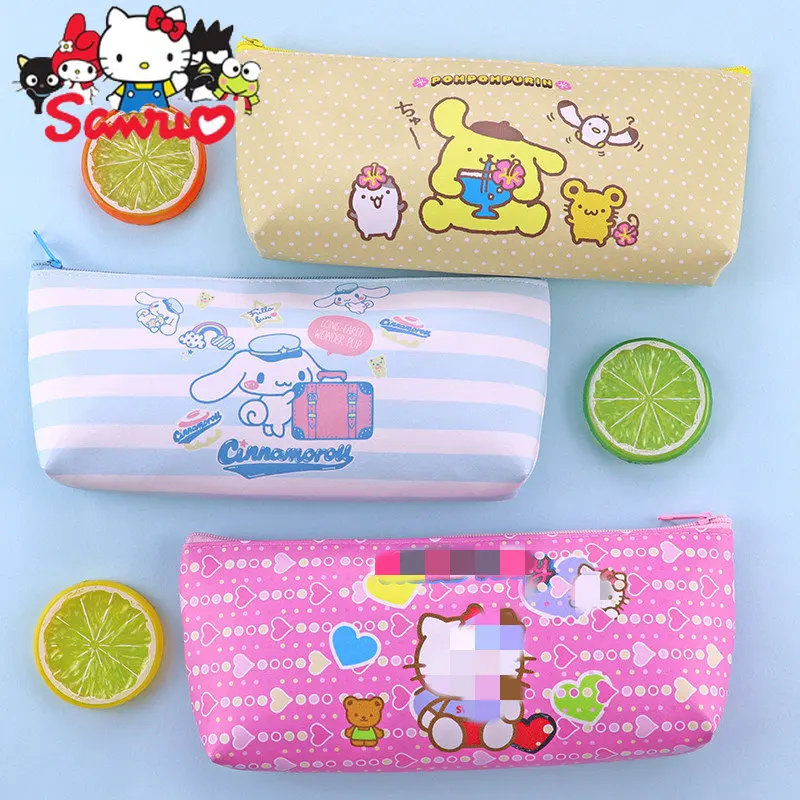

MINISO Melody Kuromi Hello Kitty Cinnamoroll Pochacco Pen Bag PU Single Layer Stationery Cartoon School Supplies for Kid Girl