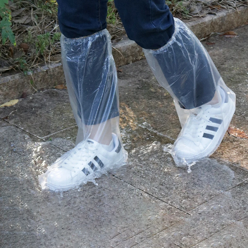 10 Stück regnerische Einweg-Überschuhe, transparente, dicke, verschleißfeste, wasserdichte Isolations-Fußabdeckungen aus Kunststoff für den Außenbereich – Detail 11