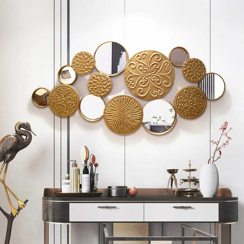 

Новый фон для гостиной в китайском стиле, украшение для стены, зеркало для ресторана, роскошное подвесное Европейское креативное Кованое железо