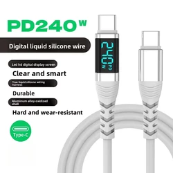 High - Speed Silicone USB - C to USB - C Charging Cable with Digital Display - 1.2m (WHITE)