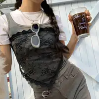 Y2K Stacked Lace Half Skirt Women Lace Tulle Bandage Skirt Layering Small Butt Curtain Short Skirt Flower Triangle Hair Scarf - Image 6