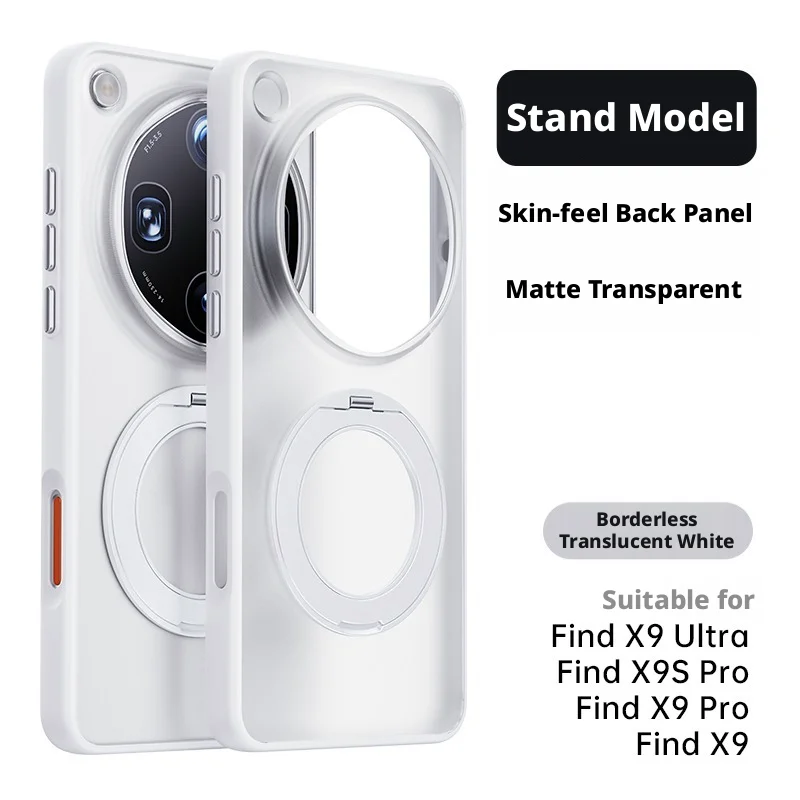 Matte Translucent Skin-Feel Case with 360° Holder Ring and Magnetic Anti-Slip, Anti-Stain Features
