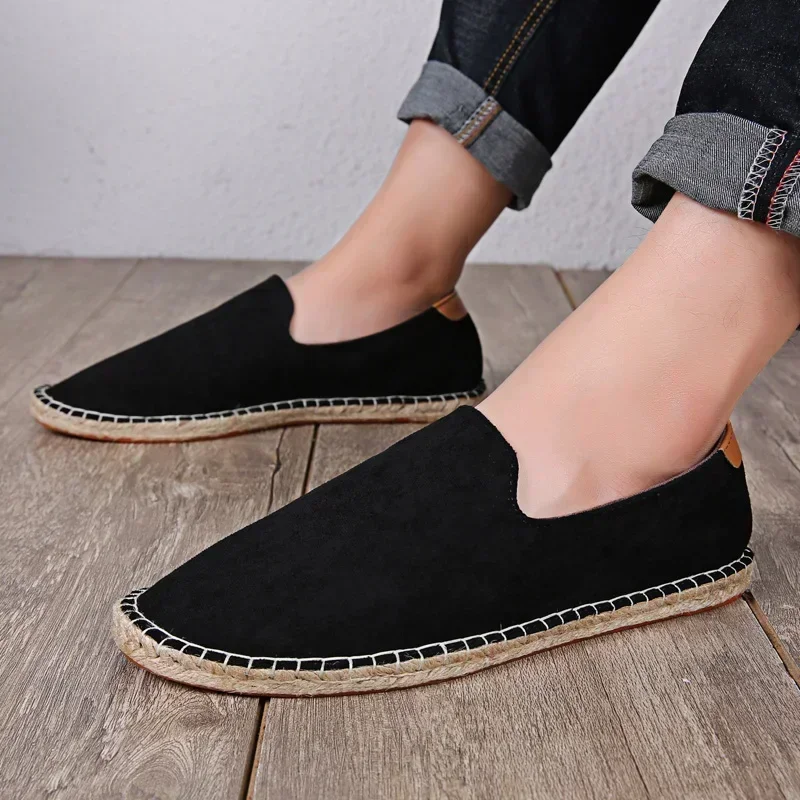 Convenient Slip-on Hand Sewn Thread Linen Sole Shoes Breathable Comfortable Loafers Outdoor Casual Shoes Straw Woven Canvas Shoe
