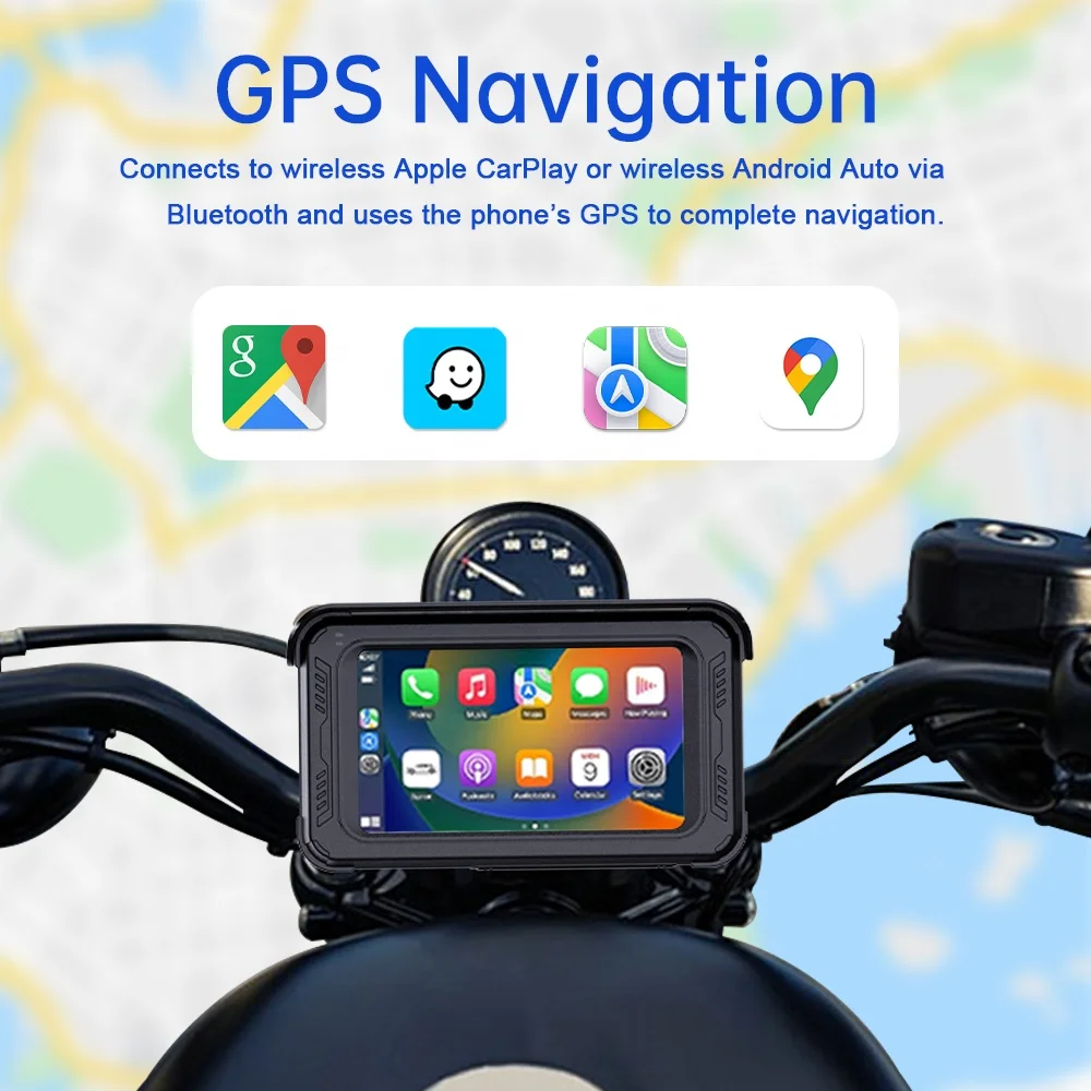 6.25인치 방수 무선 카플레이 안드로이드 오토 GPS 네비게이터 (오토바이용, 터치 TPMS DVR 및 카플레이 탑재)
