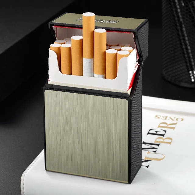 Caja De Cigarrillos Con Tapa Abatible De Aluminio Para Hombre, Mechero  Portátil, Accesorios Para Fumar, 20 Palos - Accesorios De Cigarrillos  Electrónicos - AliExpress