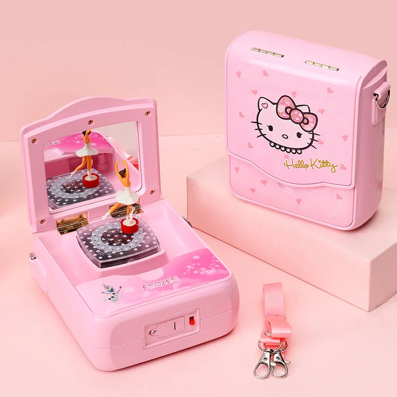 

Hello Kitty Music Box Backpack Rotating Music Box Frozen Teddy Kt Cat Music Trinket Dancing Girl Jewelry Ballerina Music Box