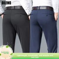 Top Quality New Brand Casual Fashion Long Pants Business Hight Stretch Straight Comfortable Korean Trousers Men Clothing