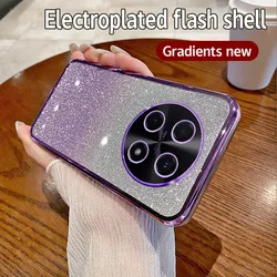 Luxury Electroplated Glitter Clear Phone Case with Soft Bumper for Huawei nova 12i (Sfdd purple)