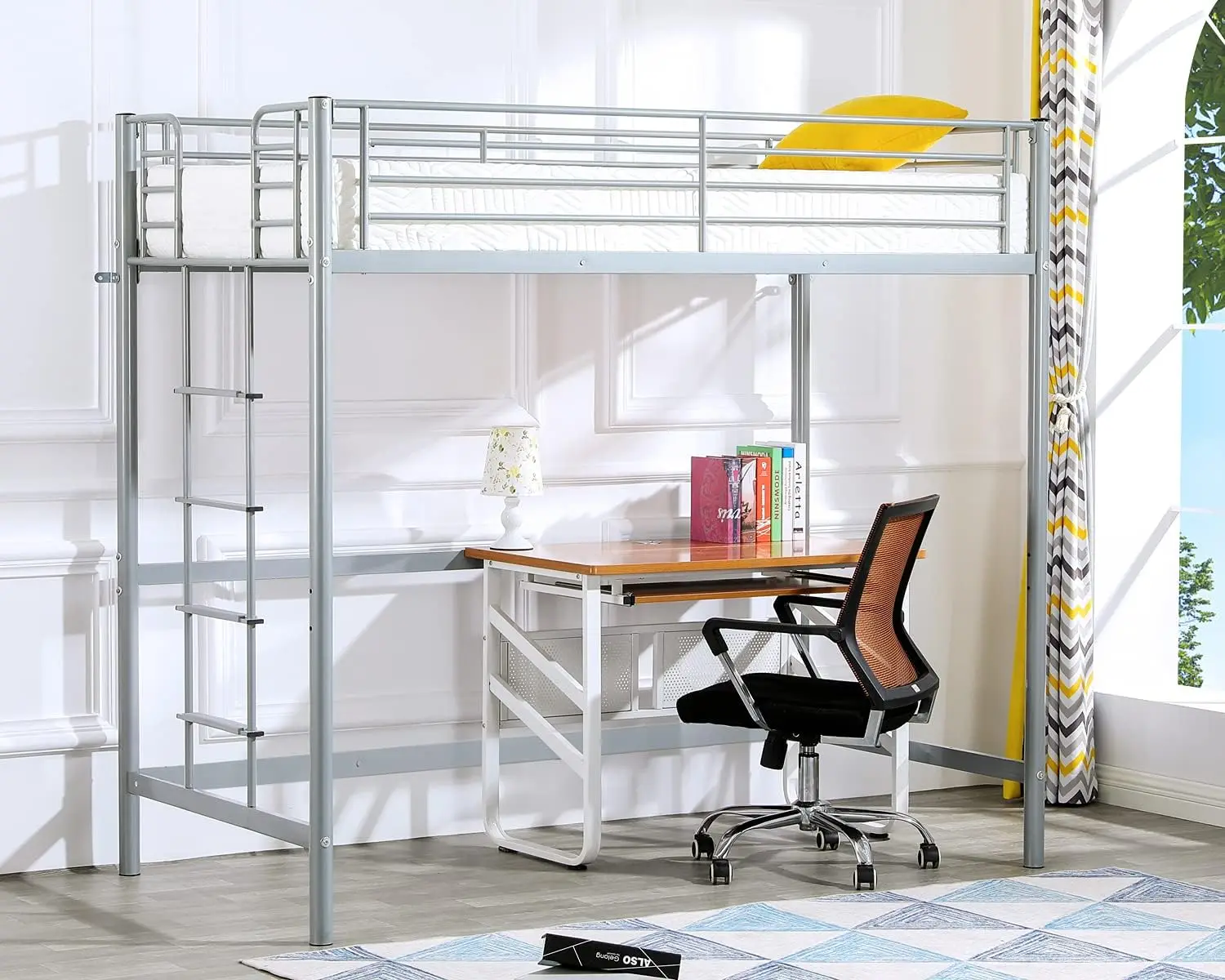 

Twin Size Metal Loft Bed for Kids, Gray