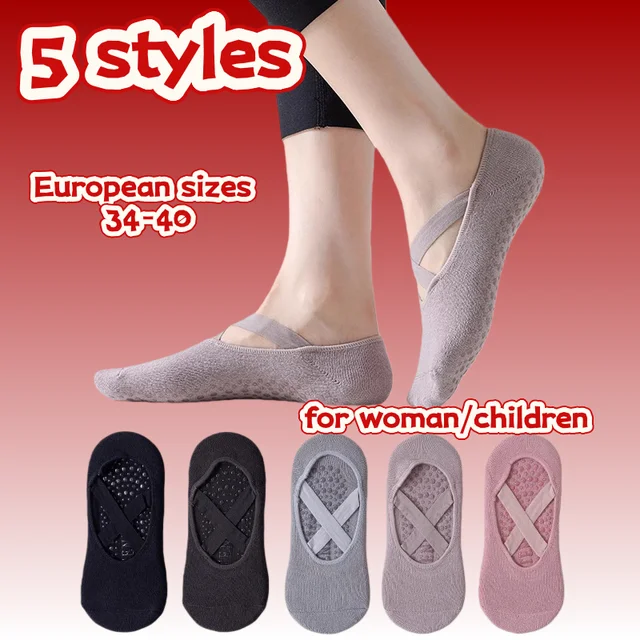 European sizes 34-40, 1/2 Pairs New Arrivals in Matching Colors Lace-up Yoga Socks for Women and Children 2
