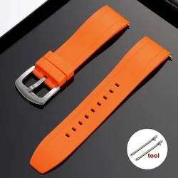 Vibrant Waterproof Silicone Watch Strap - Soft & Comfortable Rubber Wristband - 20mm (Orange)