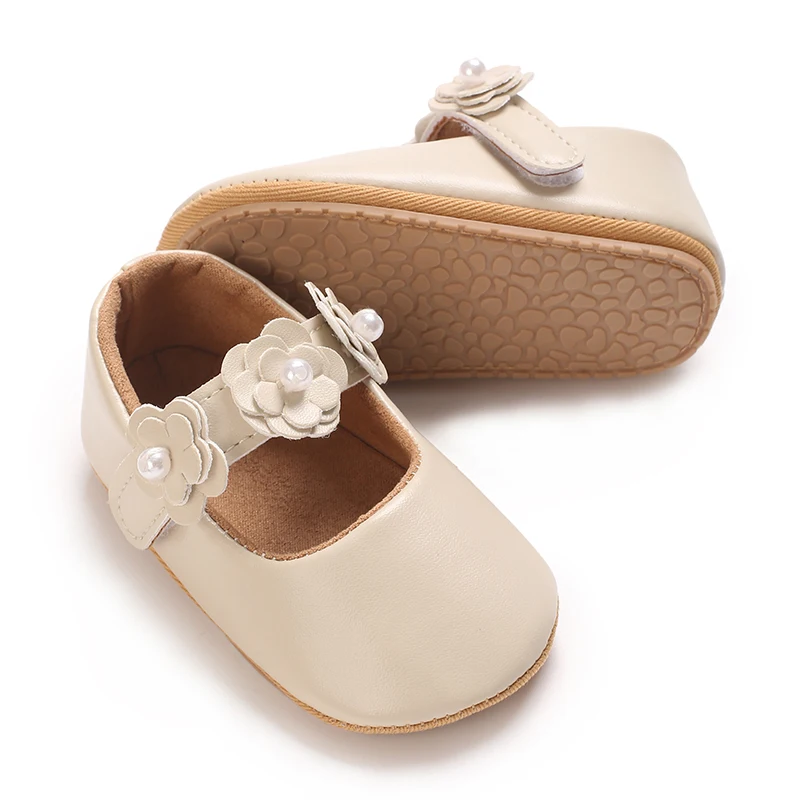 Lauflernschuhe für Babys und Mädchen – Prinzessinnen-Mokassins, weiche Lederschuhe, rutschfeste Sohle, Kleinkindschuhe mit Blumenmuster, 6–24 Monate – Detail 2