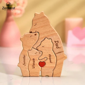 Wooden Bear Home Art Puzzle Personalized Custom Birthday Gift Art Puzzle Home Decor Christmas Thanksgiving Mom Home Warm Gift
