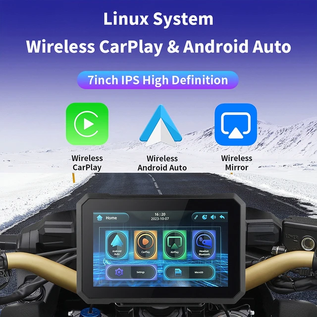 C7 Motorcycle CarPlay 7-inch IPS 1000 nits Waterproof Rugged