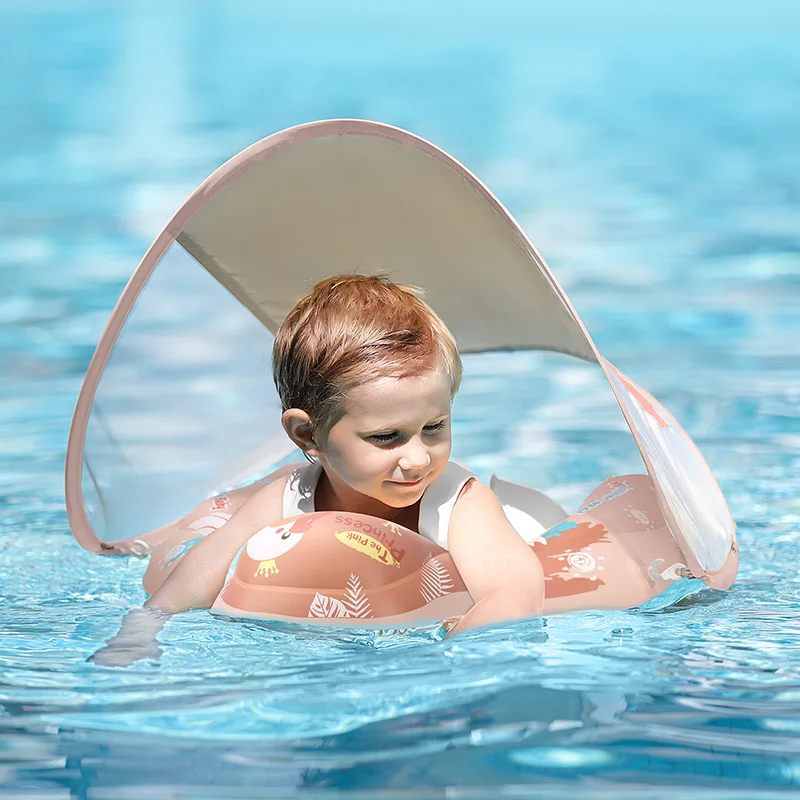 Swimbobo Baby Swimming Float With Canopy Inflatable Infant Floating Ring Kids Swim Pool Accessories Circle Bathing Summer Toys