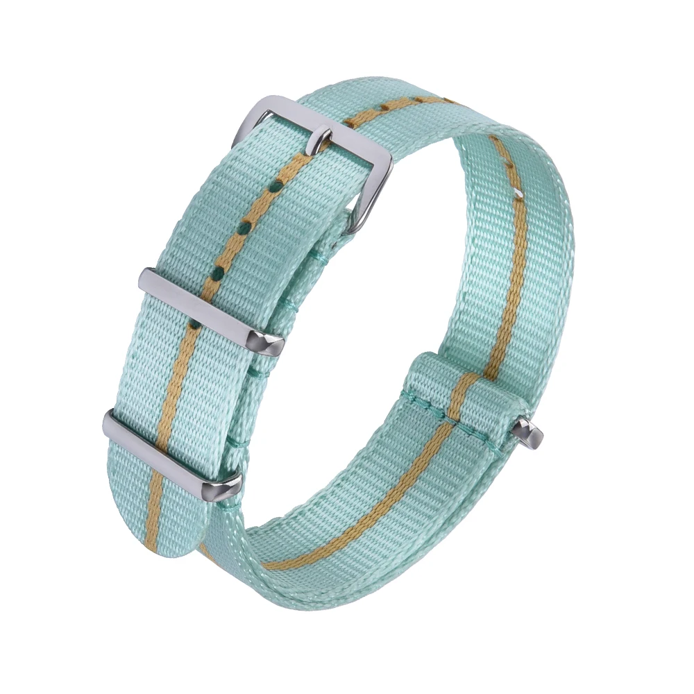 Durable Nylon Watch Band with Silver Buckle - Versatile Sport Strap