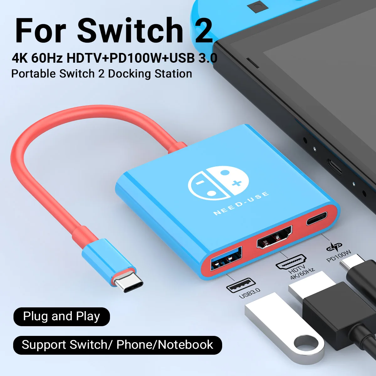 Portable Game Docking Station TYPE-C Hub with HDMI and USB thumbnail 5
