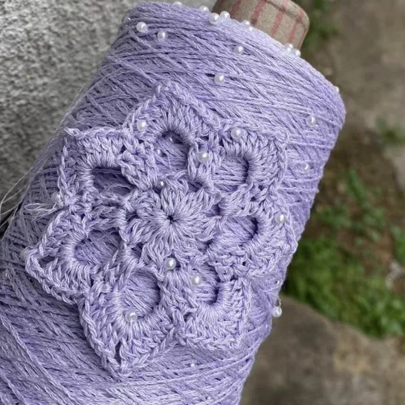 330-350g 1000M Summer Mercerized Cotton Yarn Pearl Bead Yarn DIY Hand Woven Rag Doll Knitting Wool Blanket