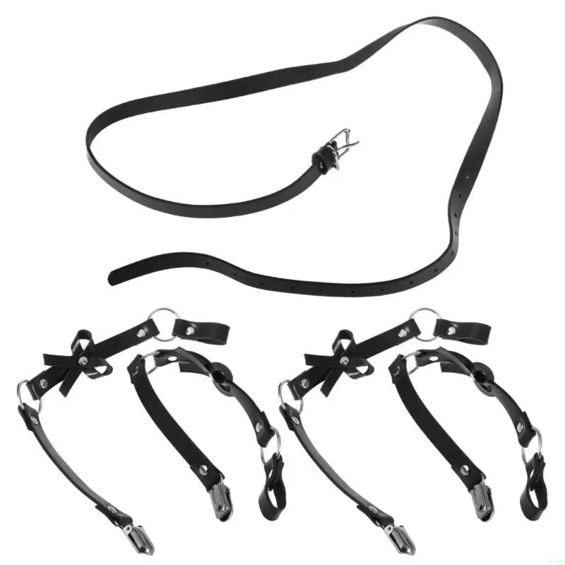 Sexy Women PU Cintura cuero Religro Belring para Goth Bowknot Disfraz Cinturón cintura con clip metal