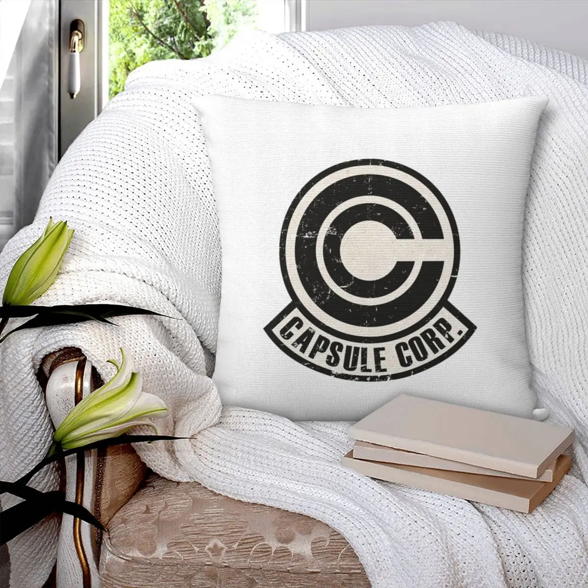 

Vintage Capsule Corp Original Logo Square Pillowcase Pillow Cover Polyester Cushion Decor Comfort Throw Pillow for Home Bedroom