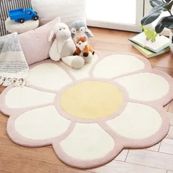 Round Flower Fluffy Carpet Bedside Plush Rug Cushion Girl Bedroom Children's Room Floor Mat Non-slip Baby Play Mat