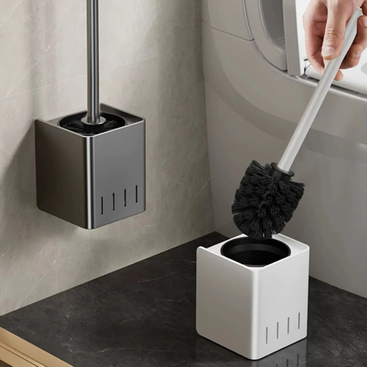 Aluminum Alloy Toilet Brush Wall-Mounted Toilet Brush Long-Handled Bathroom Cleaning Tools bathroom accessories toilet brush set