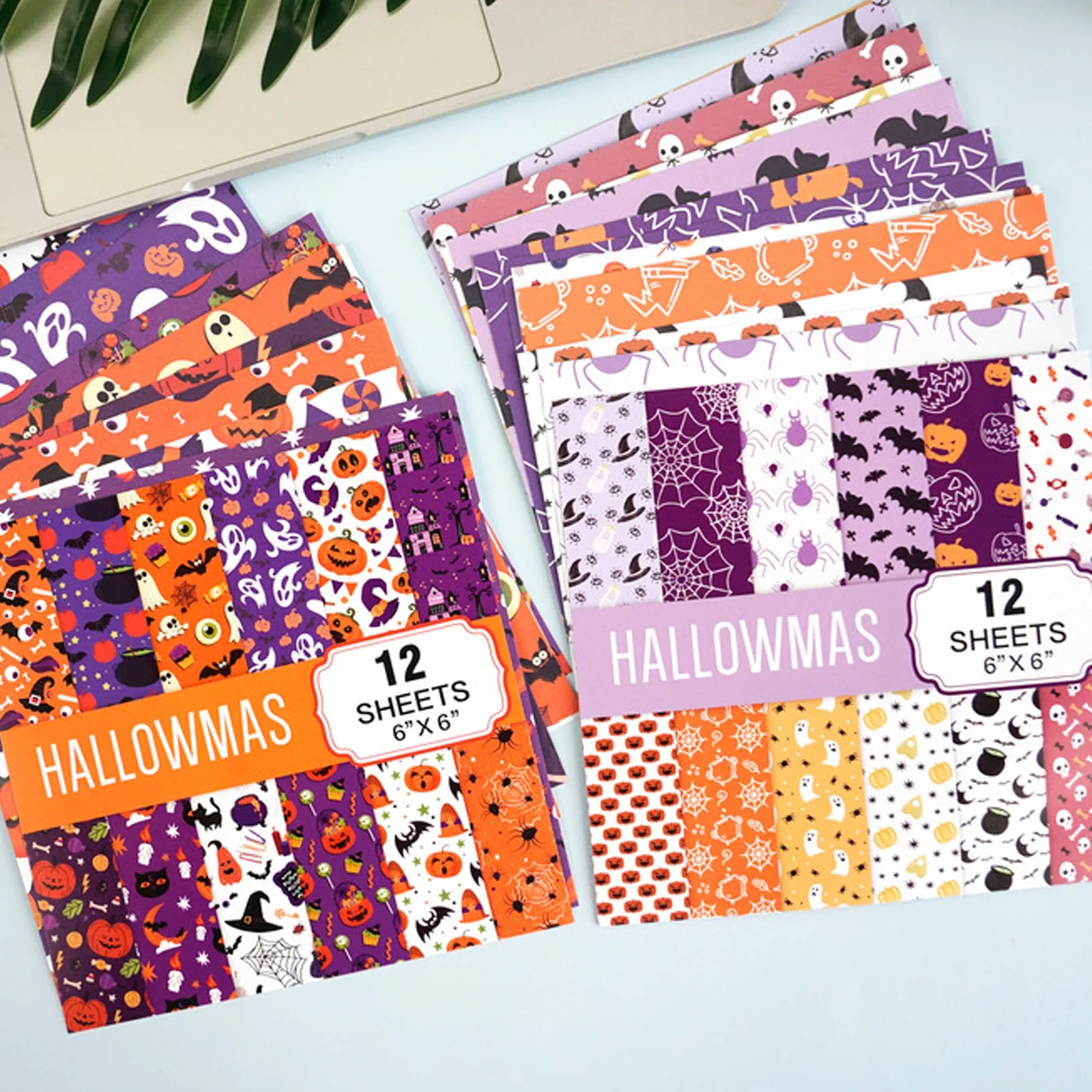12 Sheets Large Size Retro Vintage Hello Halloween Themed Journal Diary Material Paper For Crafting,Halloween Scrapbook Supplies