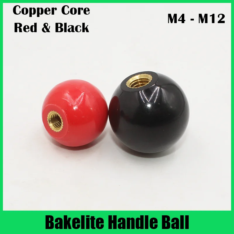 Ball Lever Knob 2Pcs Copper Core Bakelite Core Iron Core Machine Tool Replacement Round Handle M4 M5 M6 M8 M10 M12