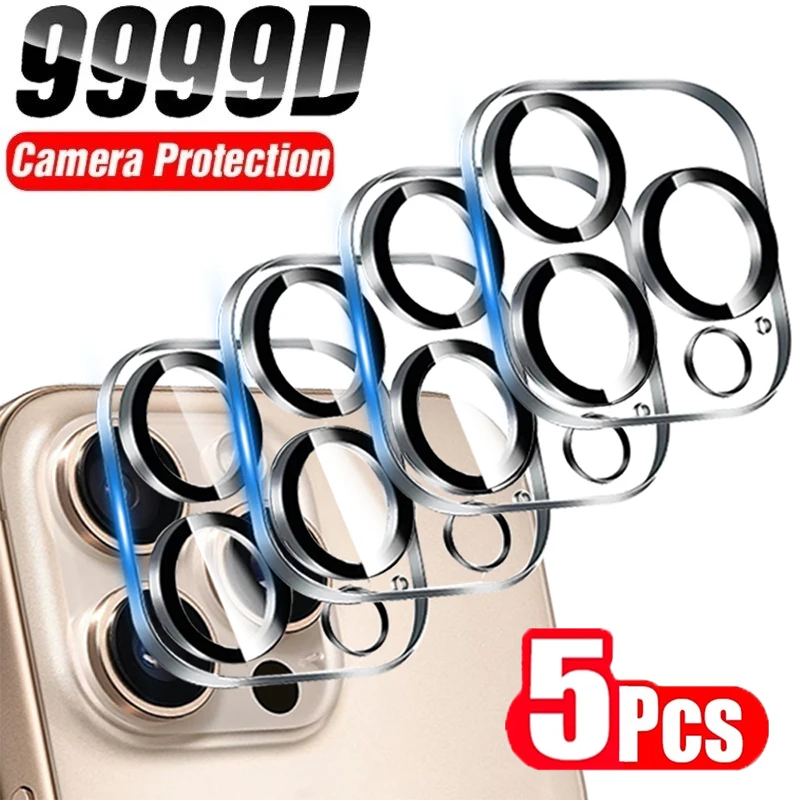 1-5 Pezzi Protezione per Obiettivo Fotocamera per iPhone 16 Pro Max 15 Plus 13 Mini, Vetro Temperato per Fotocamera Posteriore, Accessori per Telefono