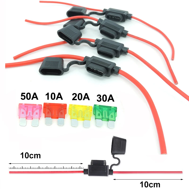 Inline Sicherungshalter Für Klingensicherungen – Spritzwassergeschützt, 12V 30A, Mit 12AWG Kabel