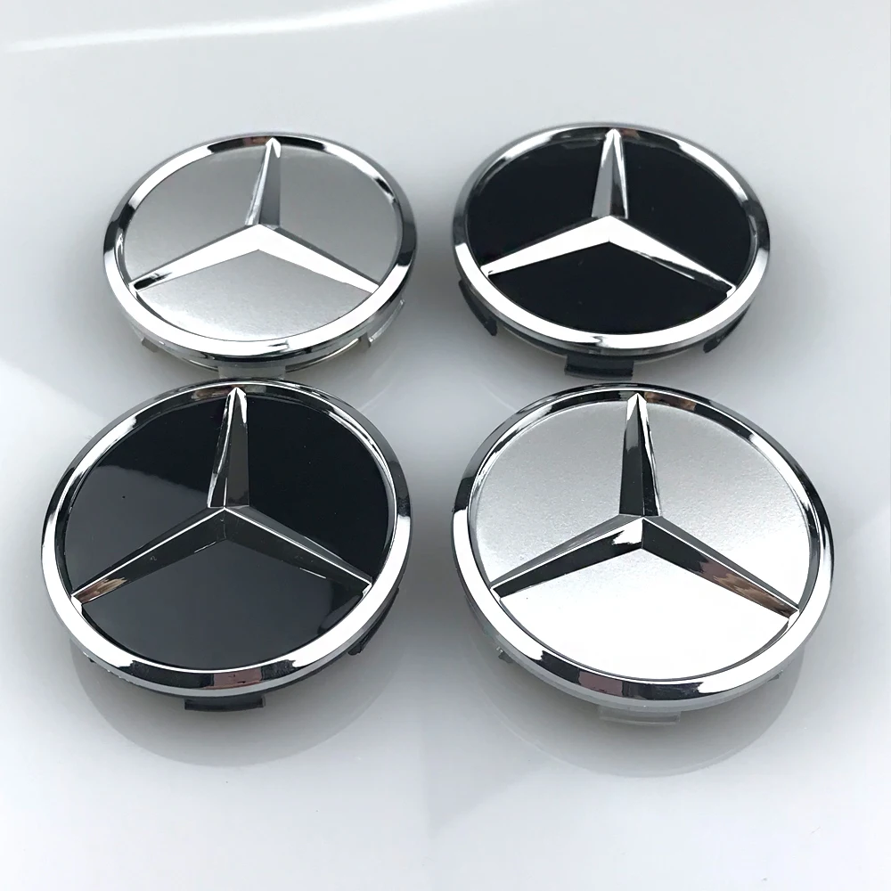 Wheel Hub Covers Wheel Hub Caps 4pcs 60mm Black Silver Car Wheel Cap Badge Cover For Mercedes Benz W176 W177 W204 W205 W212 W213 W206 X156 X253 W117 W166