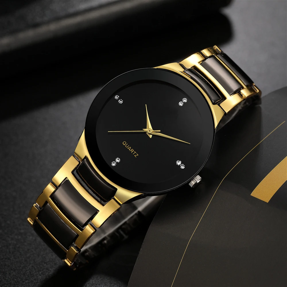 Elegant Women's Quartz Watch Gold Black Stainless Steel Band Small Dial Woman Wristwatch Round Minimalist Clock Watch for Ladies