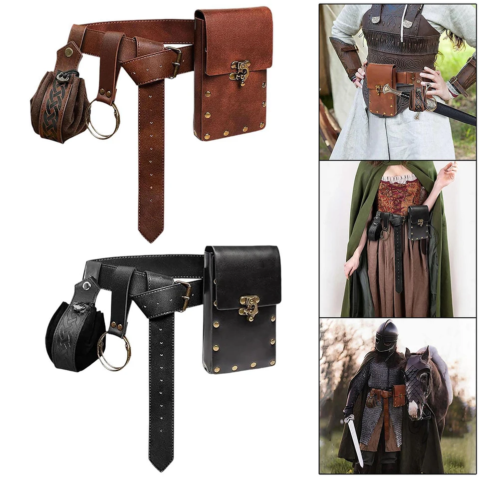 Renaissance Belt Pouch Set - Medieval Coin Purse With Detachable Belt For Costumes