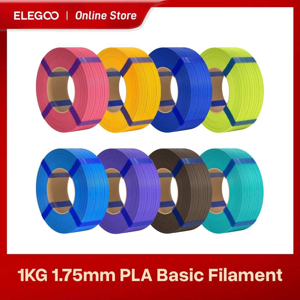 ELEGOO PLA Basic Refill Filament 1.75mm,No Spool Dimensional Accuracy +/- 0.02mm, 3D Printing PLA for Reusable Spool Refilling