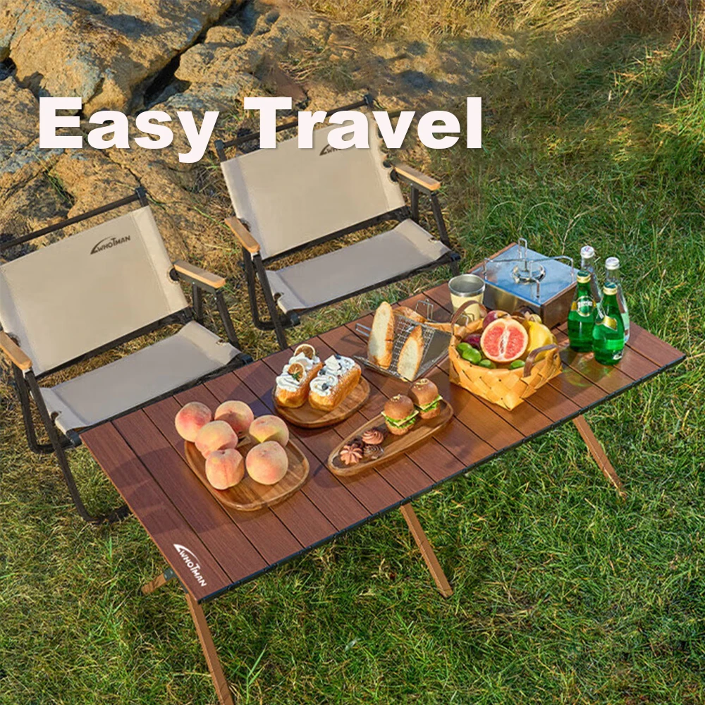야외 휴대용 접이식 테이블, 에그 롤 테이블, 캠핑 피크닉 테이블, 자동차 장착, 렌트하우스 피크닉 테이블, 무료 보관 가방 업그레이드된 버전 1280D 더블 레이어 옥스포드 패브릭