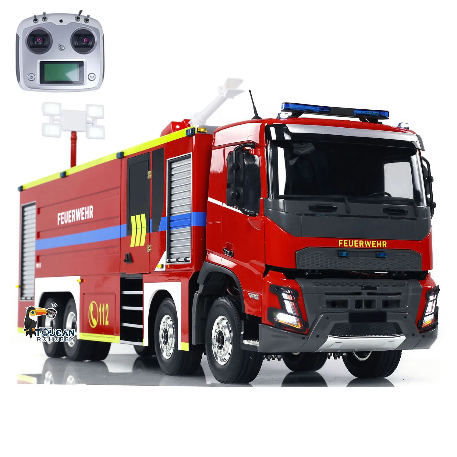 Toys 1/14 Remote Control Fire Truck 8x4 RC Fire Fighting Painted Finished Vehicles Model Lights Sounds Cars for Boys TH23749 3