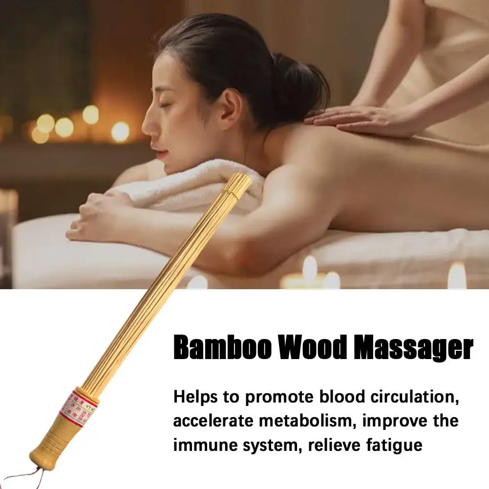 59Cm Bamboo Wood Massager Relax Hammer Stick Alleviare La Maniglia Strumento In Legno Cura Muscolare Ambientale Fatigu J4J0