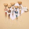 Baby Beech Wood Pacifier Clip Cartoon Animal Crochet Beads Silicone Nipple Chain For Teether Nursing Toys Baby Pacifier Chain 2